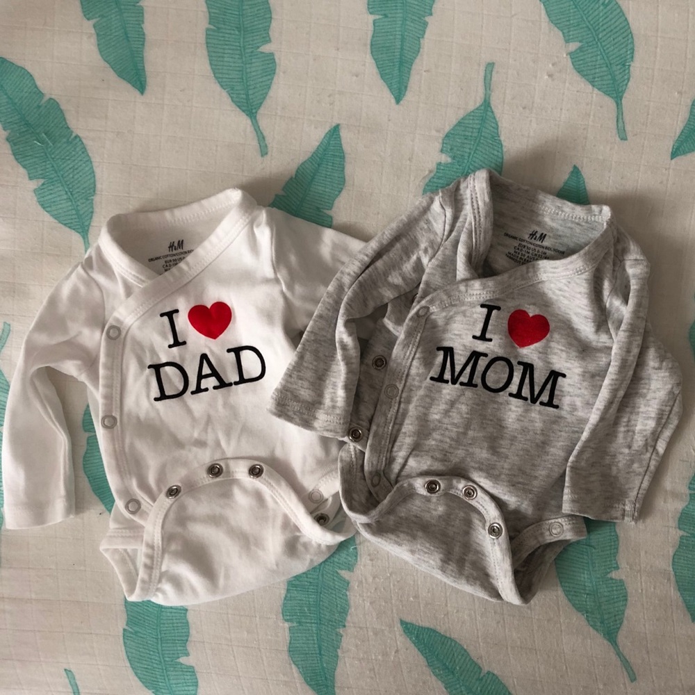 H&M set of 2 0-1 month bodysuits organic cotton